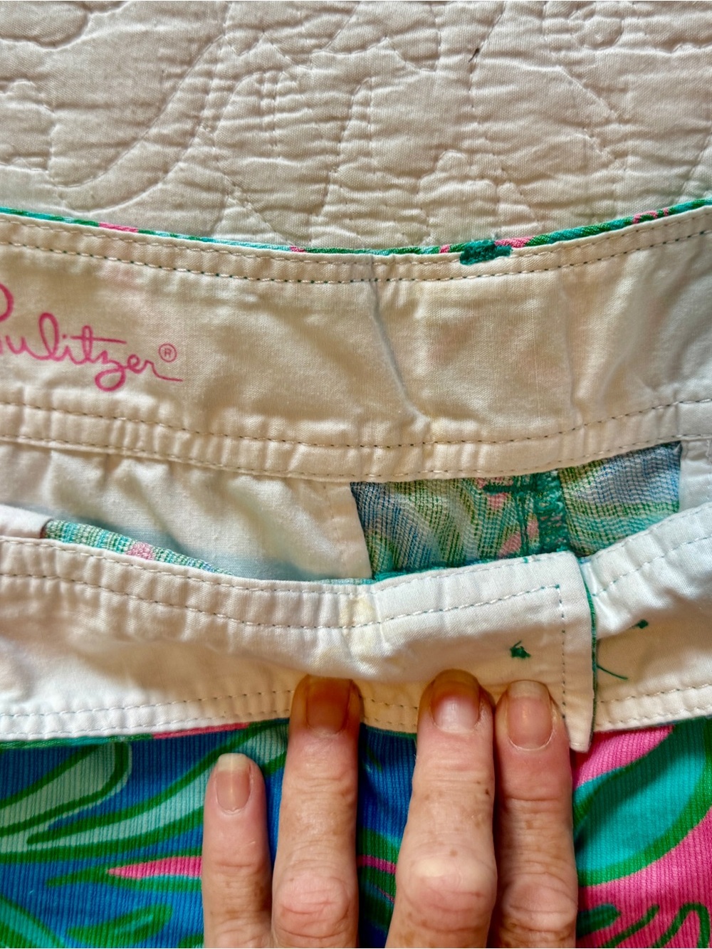 Lilly Pulitzer Pink, Green & Blue Paisley High-Rise Shorts - Picture 2 of 5